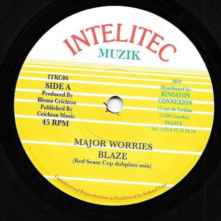(7") MAJOR WORRIES - BLAZE (Red Seam Cop Dubplate Mix) / VERSION