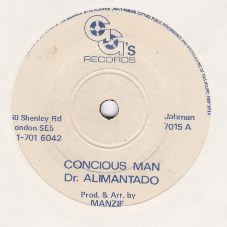 (7") DR ALIMANTADO - CONCIOUS MAN / DUB ROCK THE REVOLUTIONARYS - MANZIE