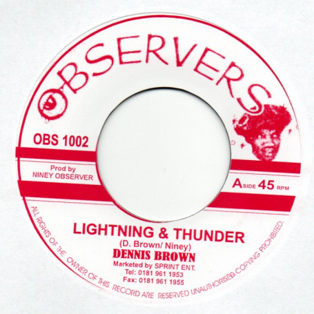 (7") DENNIS BROWN - LIGHTNING & THUNDER / NINEY - BLOOD & FIRE