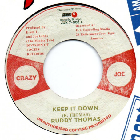 (7") RUDDY THOMAS - KEEP IT DOWN / MIGHTY TWO - DOWN WITH IT VERSION