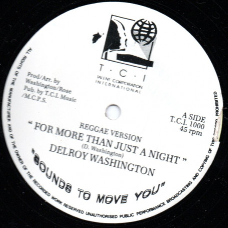 (12") DELROY WASHINGTON - FOR MORE THAN JUST A NIGHT (REGGAE VERSION) / FOR MORE THAN JUST A NIGHT (R&B SOUL VERSION)