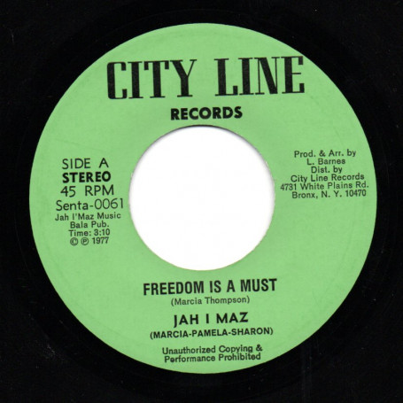 (7") JAH I MAZ - FREEDOM IS A MUST / BURNING SPEAR & BABA LESLIE - FREEDOM DUB