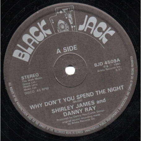 (12") SHIRLEY JAMES & DANNY RED - WHY DON'T YOU SPEND THE NIGHT / BJ21 - NIGHT IN DUB