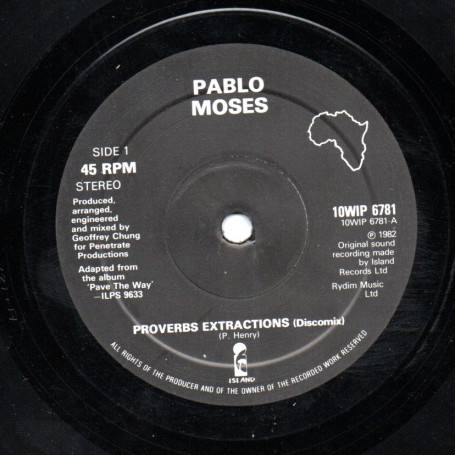 (10") PABLO MOSES - PROVERBS EXTRACTIONS (DISCOMIX) / MUSIC IS MY DESIRE (DISCOMIX)