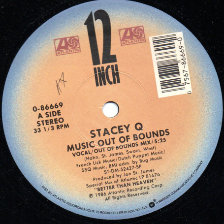 (12") STACEY Q - MUSIC OUT OF BOUNDS VOCAL / RADIO EDIT / INSTUMENTAL