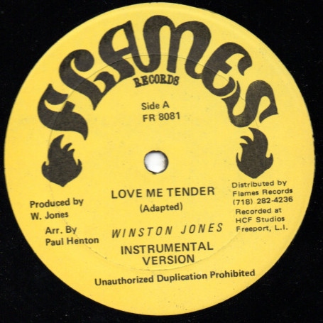 (12") WINSTON JONES - LOVE ME TENDER / INSTRUMENTAL VERSION - TONY CADOGAN / TEQUILA DISCOMIX VERSION