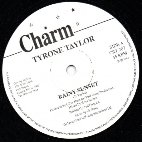 (12") TYRONE TAYLOR - RAINY SUNSET / STRAIGHT MIX / RAINY DUB