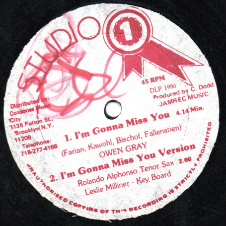 (12") OWEN GRAY - I'M GONNA MISS YOU / VERSION / IF I WERE A CARPENTER / CARPENTER DANCE MIX