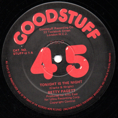 (12") BETTY PAGETT - TONIGHT IS THE NIGHT / NEVER NEVER NEVER