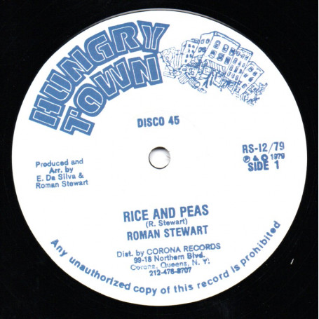 (12") ROMAN STEWART - RICE AND PEAS (Extented) / RICE AND PEAS IN THE GHETTO (Extented) AND PEAS IN THE GHETTO (Extented)
